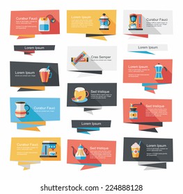 Coffee flat banner background set, eps10