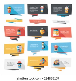 Coffee flat banner background set, eps10