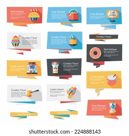 Coffee flat banner background set, eps10