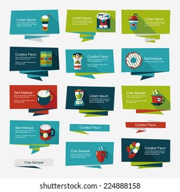Coffee flat banner background set, eps10