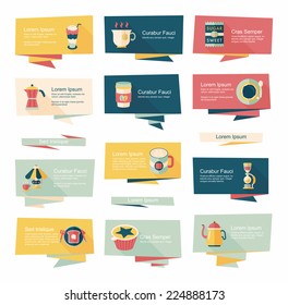 Coffee flat banner background set, eps10