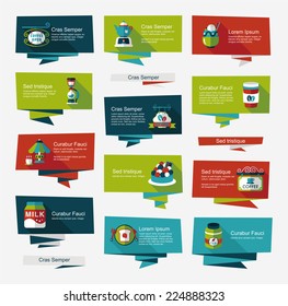 Coffee flat banner background set, eps10