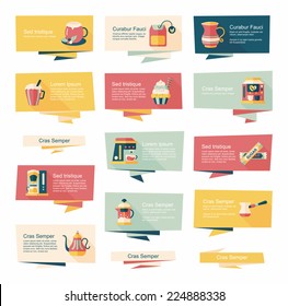 Coffee flat banner background set, eps10