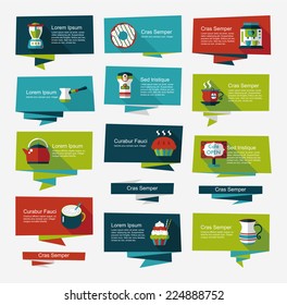 Coffee flat banner background set, eps10