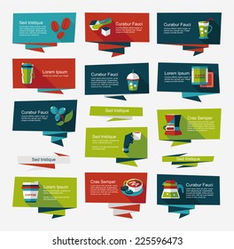 Coffee flat banner background set, eps10