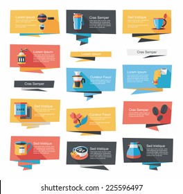 Coffee flat banner background set, eps10
