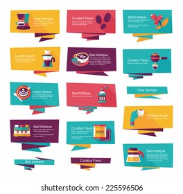 Coffee flat banner background set, eps10
