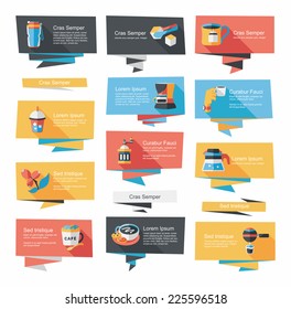 Coffee flat banner background set, eps10