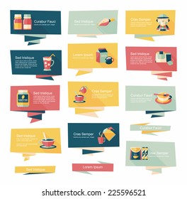 Coffee flat banner background set, eps10