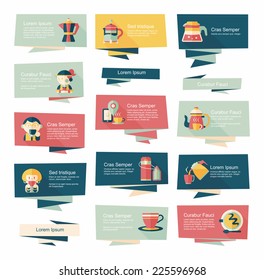 Coffee flat banner background set, eps10