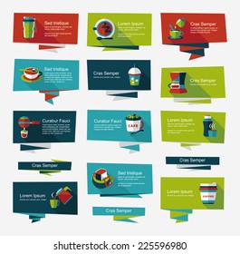 Coffee flat banner background set, eps10