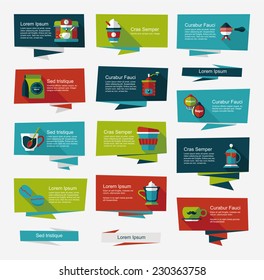 Coffee flat banner background set, eps10
