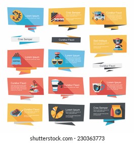 Coffee flat banner background set, eps10