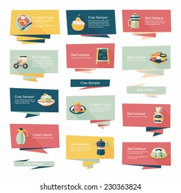 Coffee flat banner background set, eps10