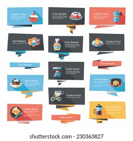 Coffee flat banner background set, eps10