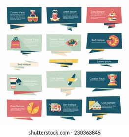 Coffee flat banner background set, eps10