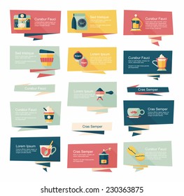 Coffee flat banner background set, eps10