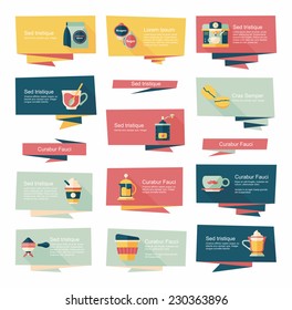 Coffee flat banner background set, eps10