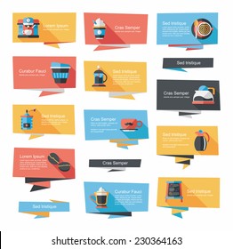 Coffee flat banner background set, eps10