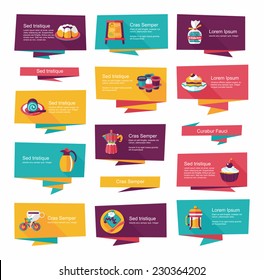 Coffee flat banner background set, eps10