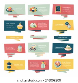 Coffee flat banner background set, eps10