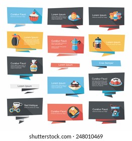 Coffee flat banner background set, eps10