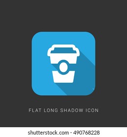Coffee Flat blue long shadow Icon / Logo Design