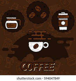Coffee flat concept icons