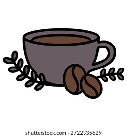 Ilustración vectorial aislada del diseño plano del café en el fondo blanco