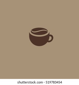 Coffee flat icon. Cup of coffee and coffee bean.