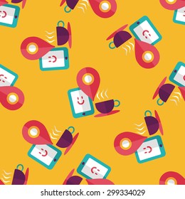 coffee flat icon, eps10, When you go to coffee  seamless pattern background