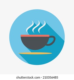 coffee flat icon with long shadow