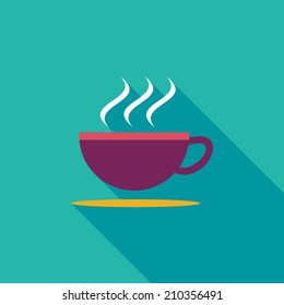 coffee flat icon with long shadow
