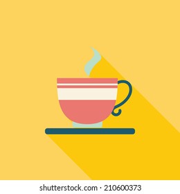 coffee flat icon with long shadow