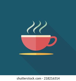 coffee flat icon with long shadow