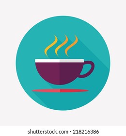 coffee flat icon with long shadow