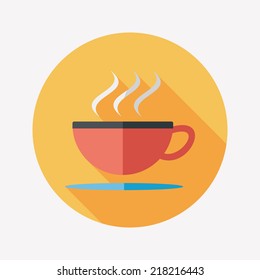 coffee flat icon with long shadow