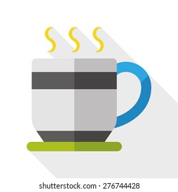 Coffee flat icon with long shadow