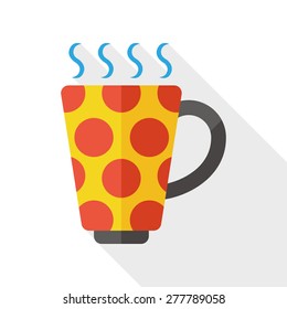coffee flat icon with long shadow