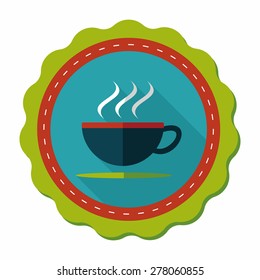 coffee flat icon with long shadow