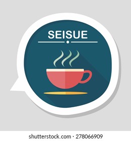 coffee flat icon with long shadow