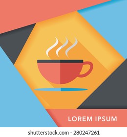 coffee flat icon with long shadow