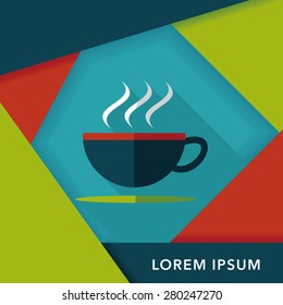 coffee flat icon with long shadow