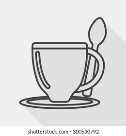 coffee flat icon with long shadow, line icon