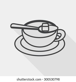 coffee flat icon with long shadow, line icon