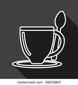 coffee flat icon with long shadow, line icon