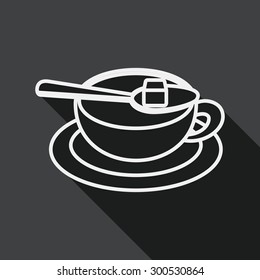 coffee flat icon with long shadow, line icon