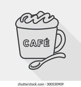 coffee flat icon with long shadow, line icon