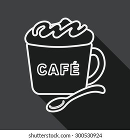 coffee flat icon with long shadow, line icon