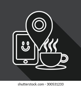 coffee flat icon with long shadow, eps10, When you go to coffee , line icon